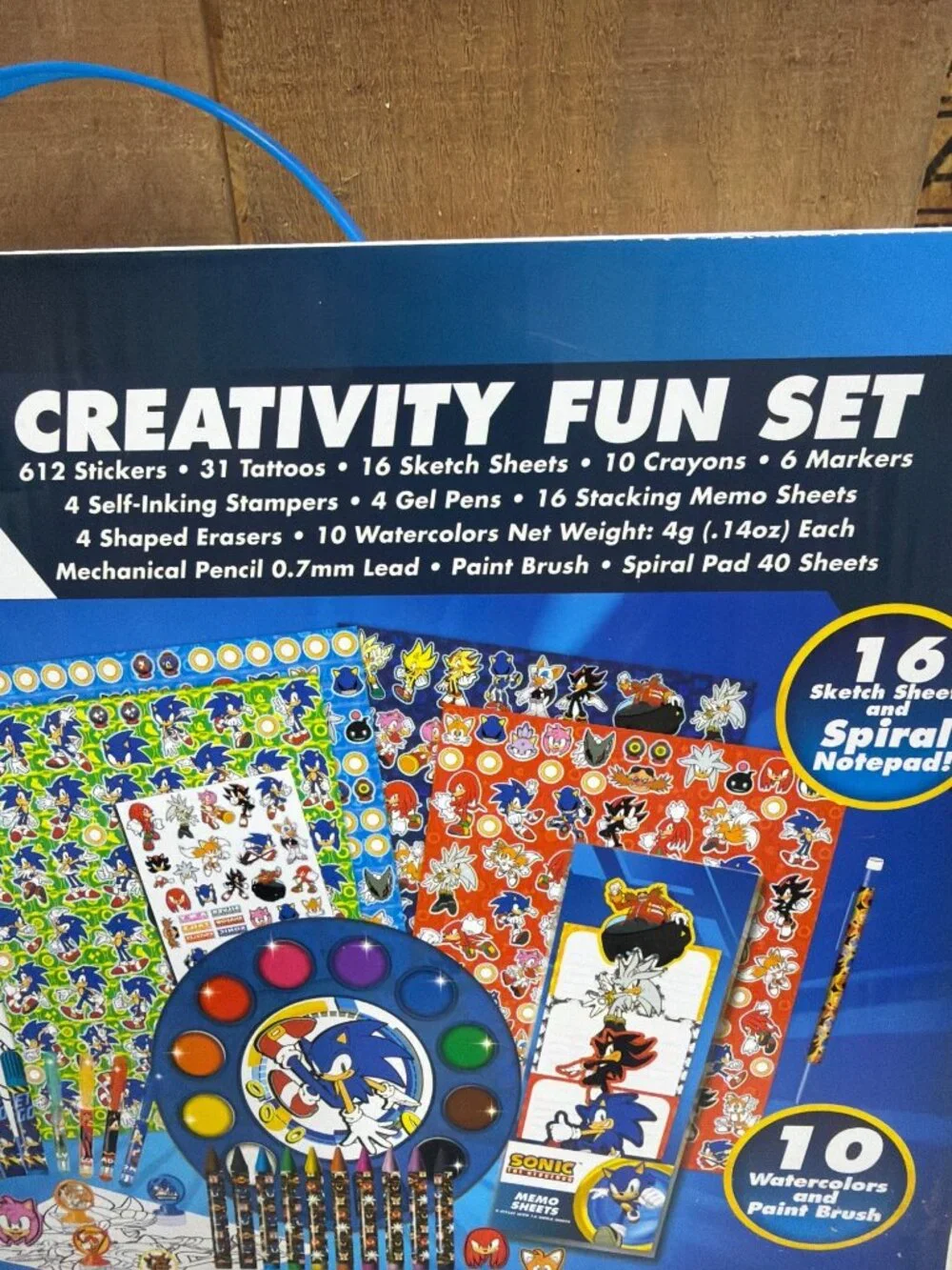 Sonic The Hedgehog Creativity Fun Art Set With Stickers Tattoos Markers Paints